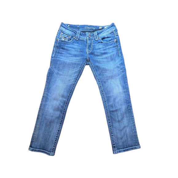 Women's Miss Me Jeans Designed Exclusively for Buckle Capri Size 28 Blue - Picture 2 of 8